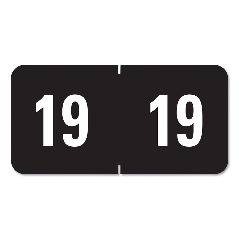 YEARLY END TAB FILE FOLDER LABELS, 19, 0.5 X 1, BLACK, 25/SHEET, 10 SHEETS/PACK