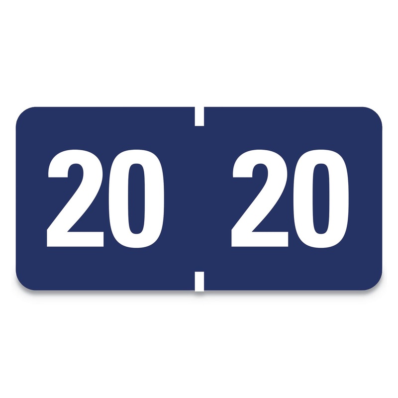 YEARLY END TAB FILE FOLDER LABELS, 20, 0.75 X 1.5, DARK BLUE, 500/ROLL