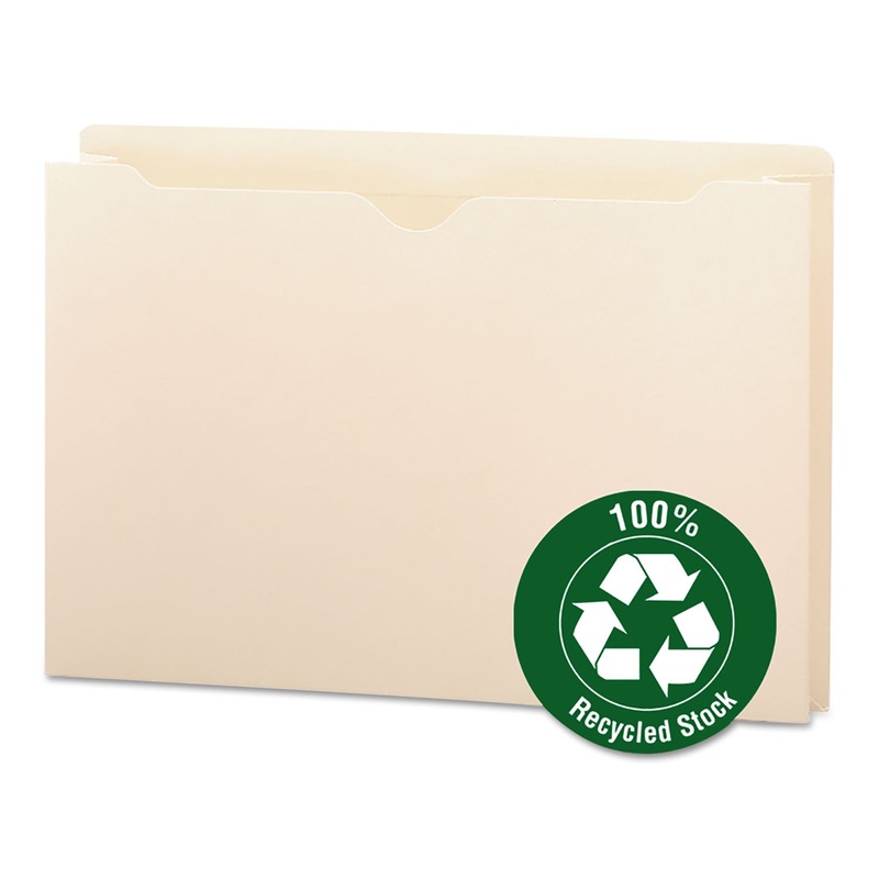 100% RECYCLED TOP TAB FILE JACKETS, STRAIGHT TAB, LEGAL SIZE, MANILA, 50/BOX