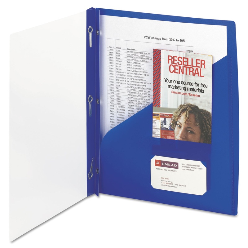 Clear Front Poly Report Cover With Tang Fasteners, 8-1/2 X 11, Blue, 5/pack