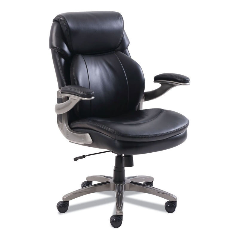 COSSET MID-BACK EXECUTIVE CHAIR, SUPPORTS UP TO 275 LBS., BLACK SEAT/BLACK BACK, SLATE BASE