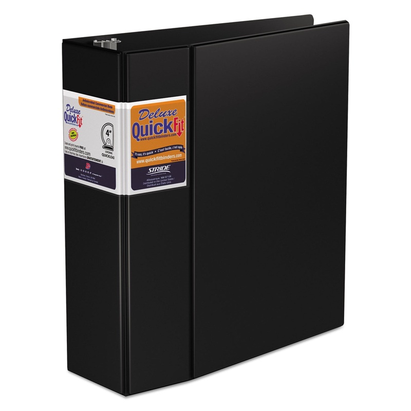 QUICKFIT D-RING BINDER, 3 RINGS, 4" CAPACITY, 11 X 8.5, BLACK