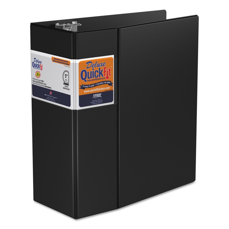 QUICKFIT D-RING BINDER, 3 RINGS, 5" CAPACITY, 11 X 8.5, BLACK