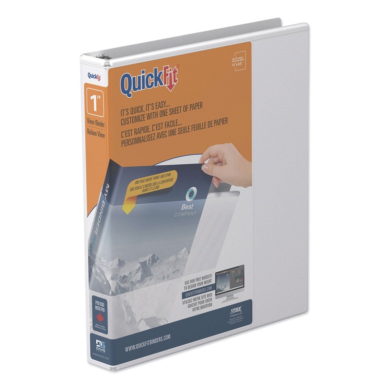 QUICKFIT D-RING VIEW BINDER, 3 RINGS, 1" CAPACITY, 11 X 8.5, WHITE