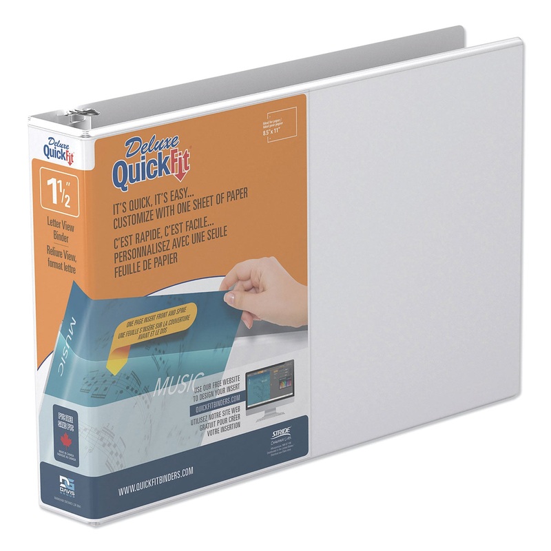 QUICKFIT LANDSCAPE SPREADSHEET ROUND RING VIEW BINDER, 3 RINGS, 1.5" CAPACITY, 11 X 8.5, WHITE