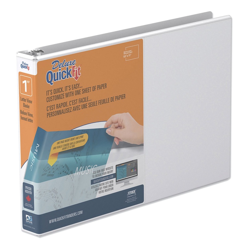 QUICKFIT LANDSCAPE SPREADSHEET ROUND RING VIEW BINDER, 3 RINGS, 1" CAPACITY, 11 X 8.5, WHITE