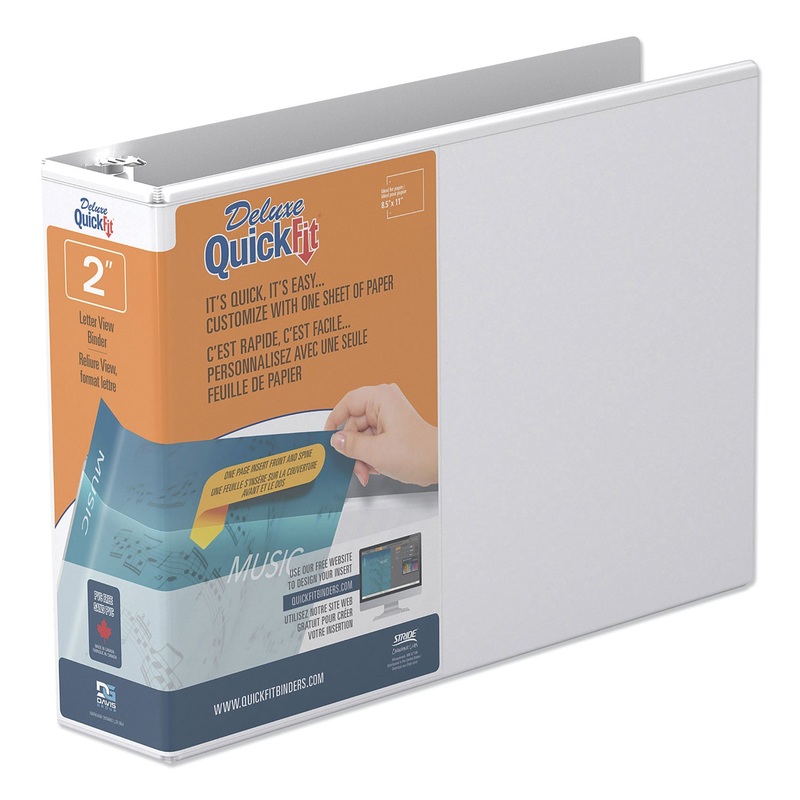 QUICKFIT LANDSCAPE SPREADSHEET ROUND RING VIEW BINDER, 3 RINGS, 2" CAPACITY, 11 X 8.5, WHITE