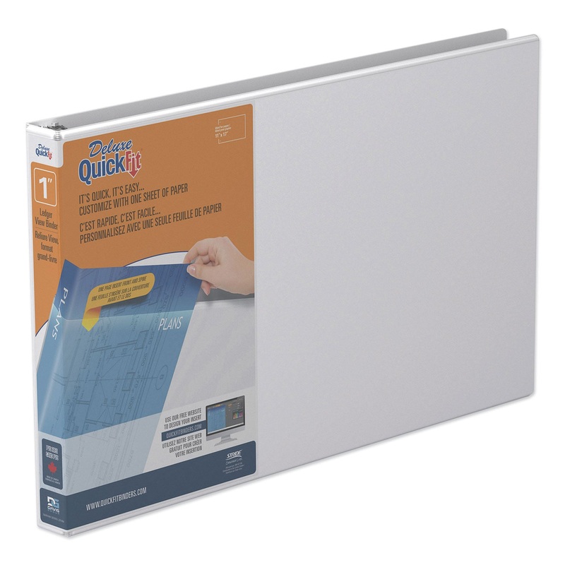 QUICKFIT LEDGER D-RING VIEW BINDER, 3 RINGS, 1" CAPACITY, 11 X 17, WHITE