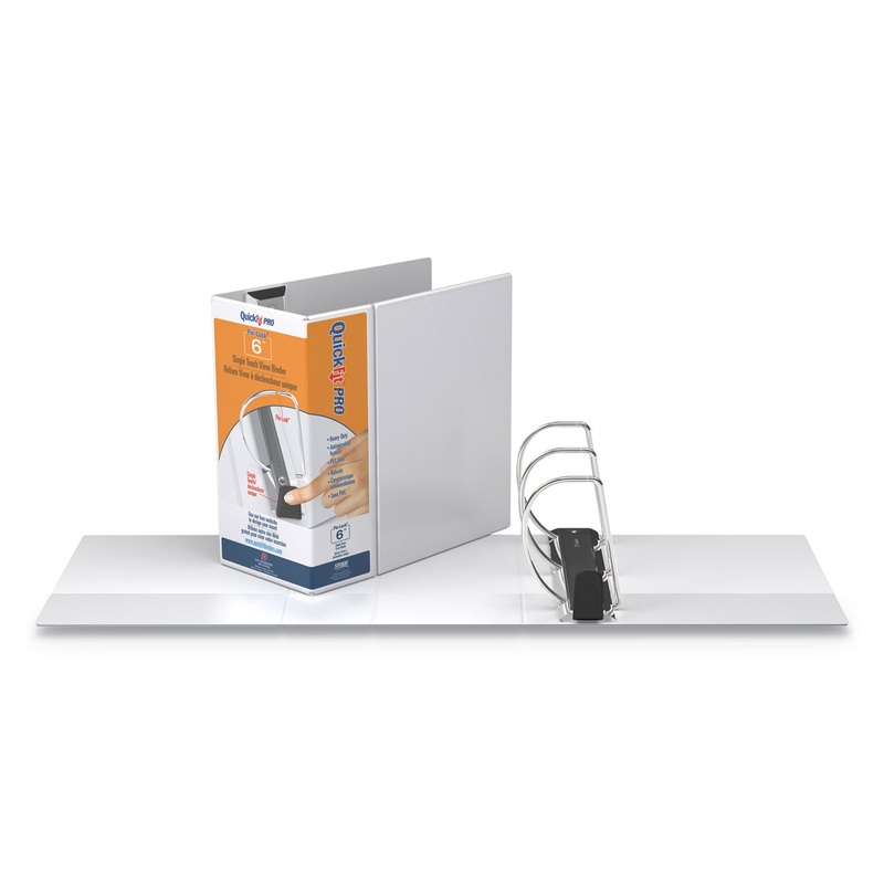 QUICKFIT PRO HEAVY DUTY STORAGE D-RING VIEW BINDER, 3 RINGS, 6" CAPACITY, 11 X 8.5, WHITE