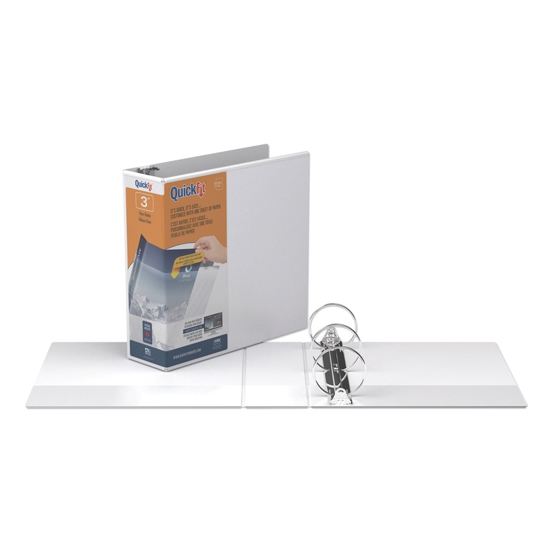 QUICKFIT ROUND-RING VIEW BINDER, 3 RINGS, 3" CAPACITY, 11 X 8.5, WHITE