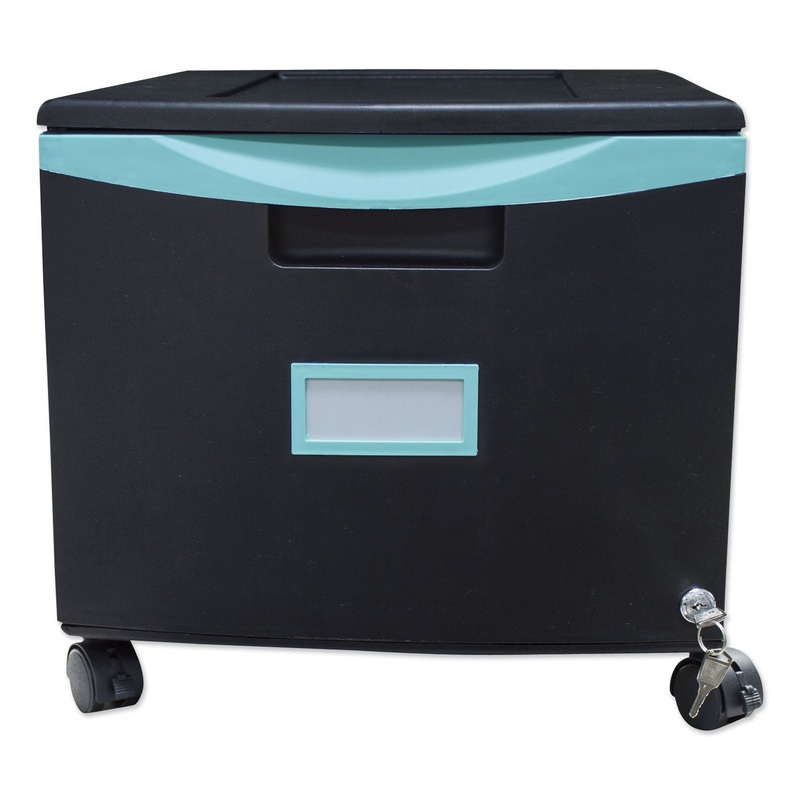 SINGLE-DRAWER MOBILE FILING CABINET, 14.75W X 18.25D X 12.75H, BLACK/TEAL