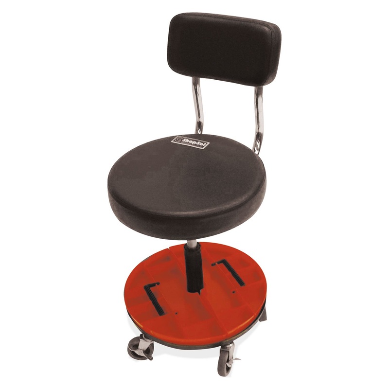 TOOL TROLLEY WITH REMOVABLE TRAYS, 21" SEAT HEIGHT, SUPPORTS UP TO 250 LBS., BLACK SEAT/BLACK BACK, BLACK BASE