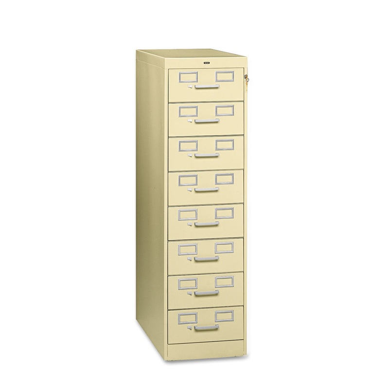 EIGHT-DRAWER FILE CABINET FOR 3 X 5 & 4 X 6 CARD, 15W X 28.5D X 52H, PUTTY
