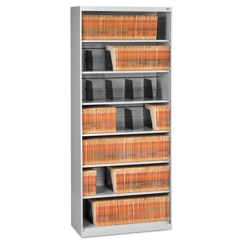 OPEN FIXED SEVEN-SHELF LATERAL FILE, 36W X 16.5D X 87H, LIGHT GRAY