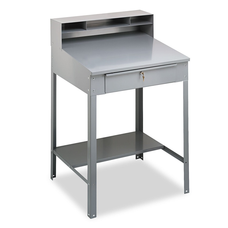 OPEN STEEL SHOP DESK, 34.5W X 29D X 53.75H, MEDIUM GRAY