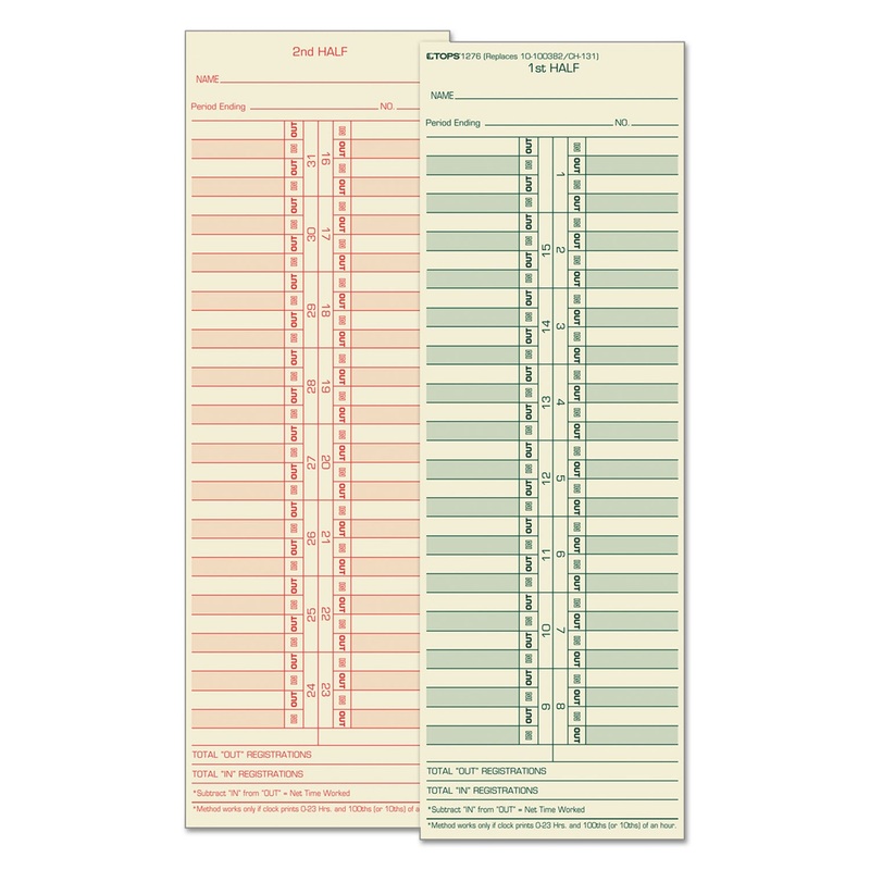 Time Card For Cincinnati/lathem/simplex/acroprint, Semi-Monthly, 500/box