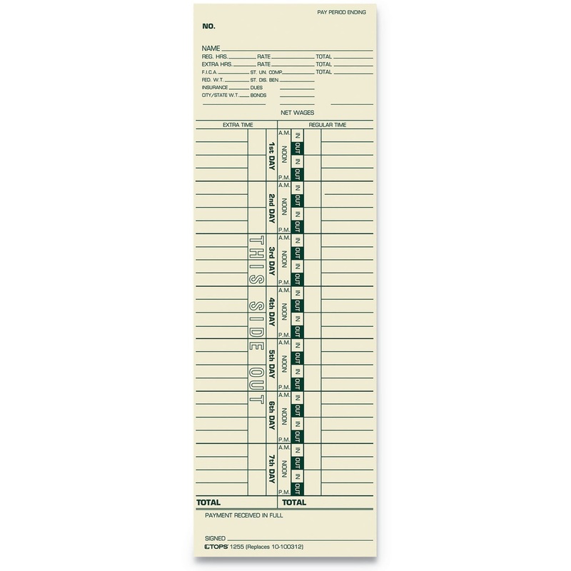 Time Card For Cincinnati/simplex, Weekly, 3 1/2 X 10 1/2, 500/box