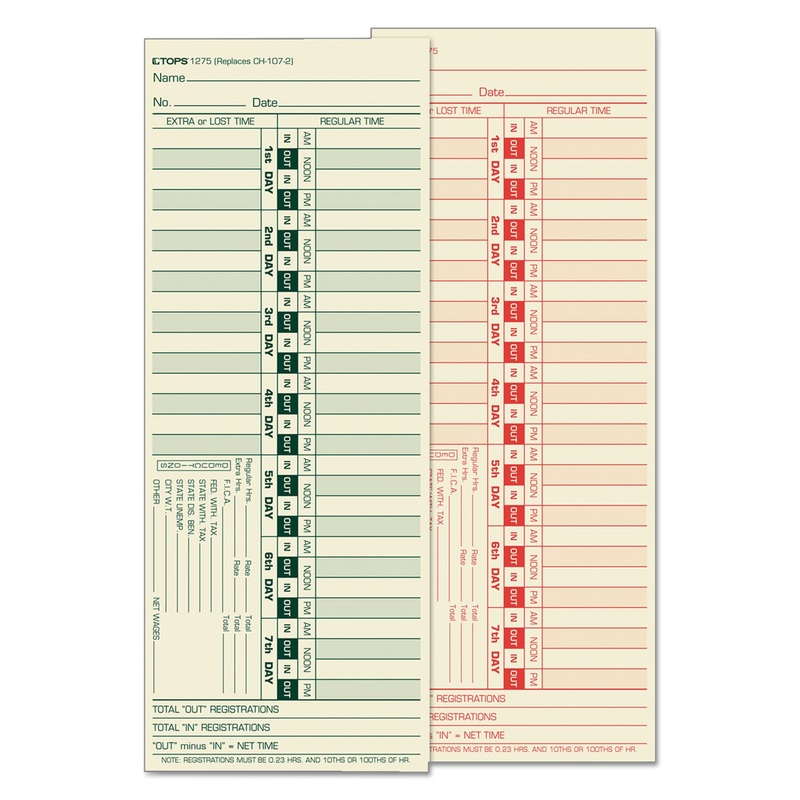 Time Card For Lathem, Bi-Weekly, Two-Sided, 3 1/2 X 9, 500/box