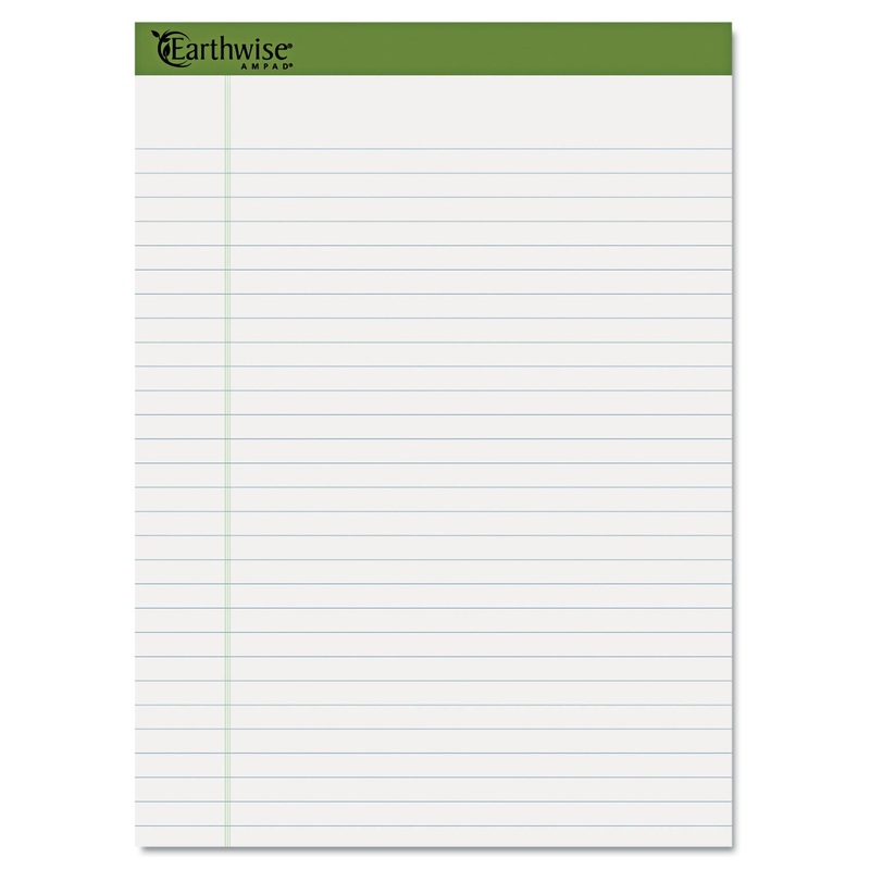 EARTHWISE BY OXFORD RECYCLED PAD, LEGAL RULE, 8.5 X 11.75, WHITE, 40 SHEETS, 4/PACK