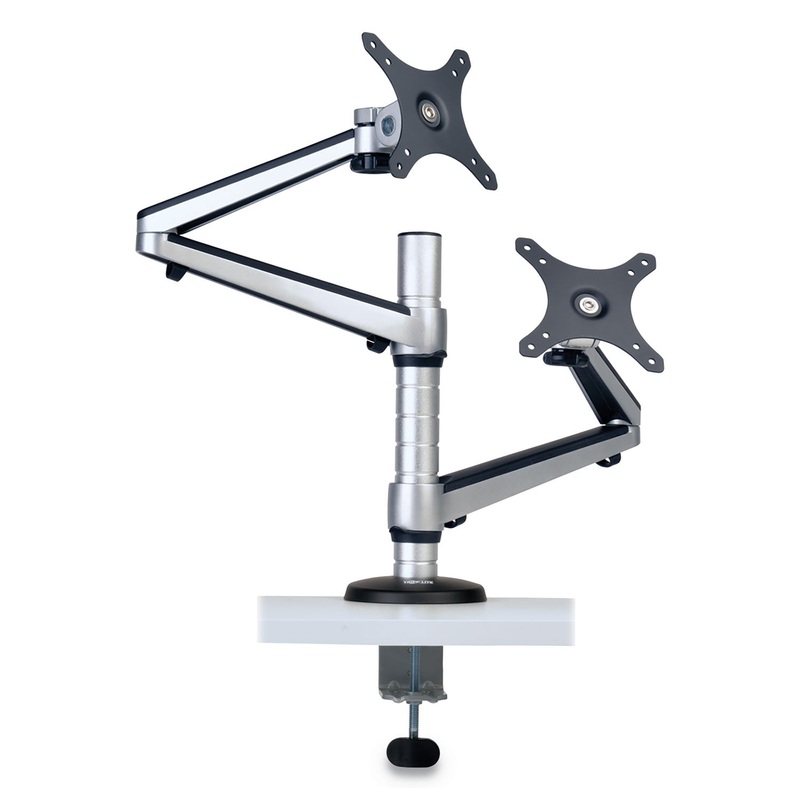 DUAL FULL MOTION FLEX ARM DESK CLAMP FOR 13" TO 27" MONITORS, UP TO 22 LBS/ARM