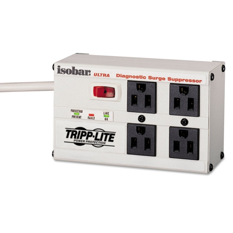ISOBAR SURGE PROTECTOR, 4 OUTLETS, 6 FT. CORD, 3330 JOULES, DIAGNOSTIC LEDS