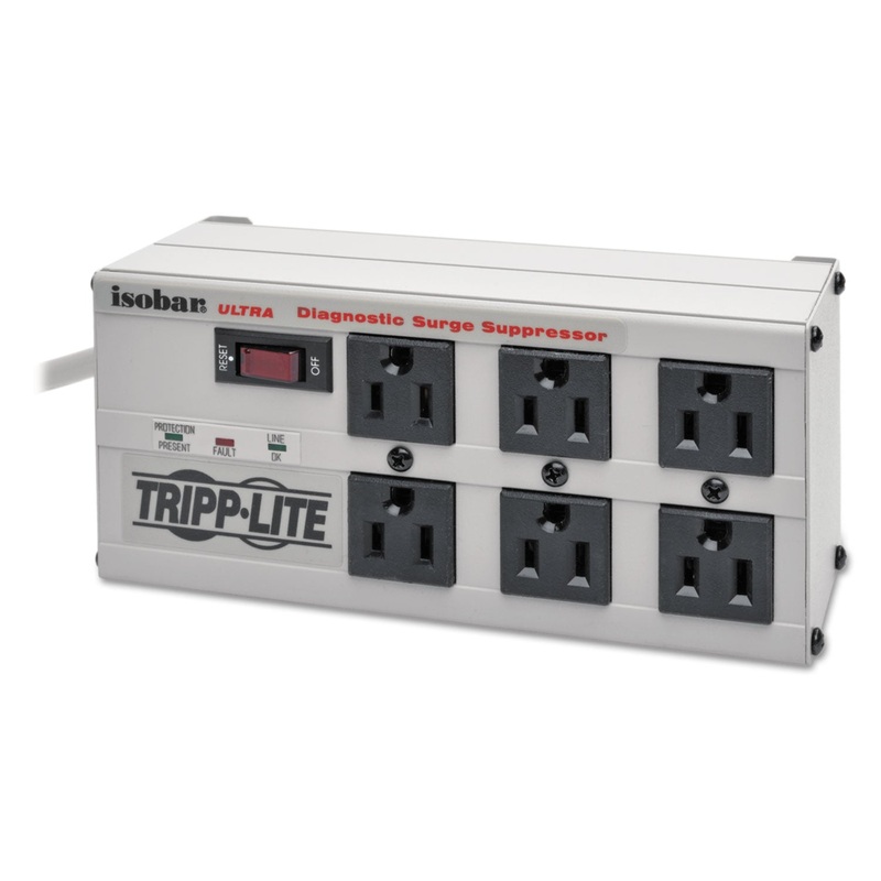 ISOBAR SURGE PROTECTOR, 6 OUTLETS, 6 FT. CORD, 3330 JOULES, METAL HOUSING