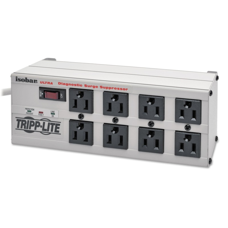 ISOBAR SURGE PROTECTOR, 8 OUTLETS, 25 FT. CORD, 3840 JOULES, METAL HOUSING