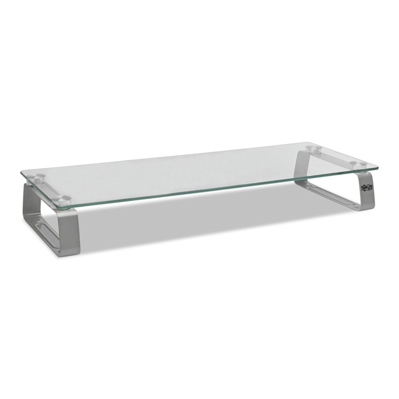 Universal Glass-Top Monitor Riser, 22w X 8d X 3h, Clear