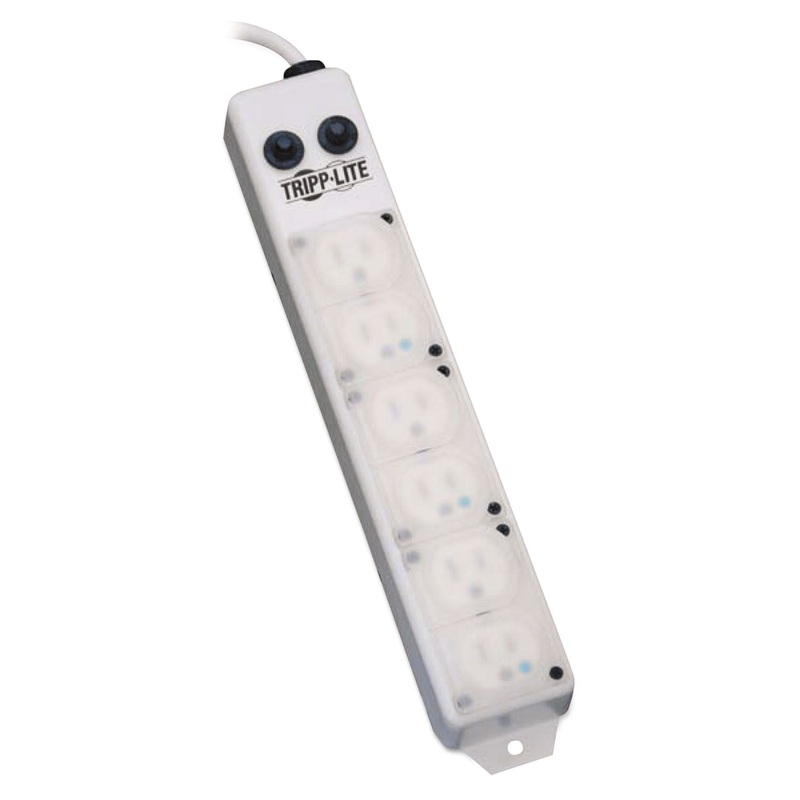 MEDICAL-GRADE POWER STRIP FOR PATIENT-CARE VICINITY, 6 OUTLETS, 15 FT. CORD