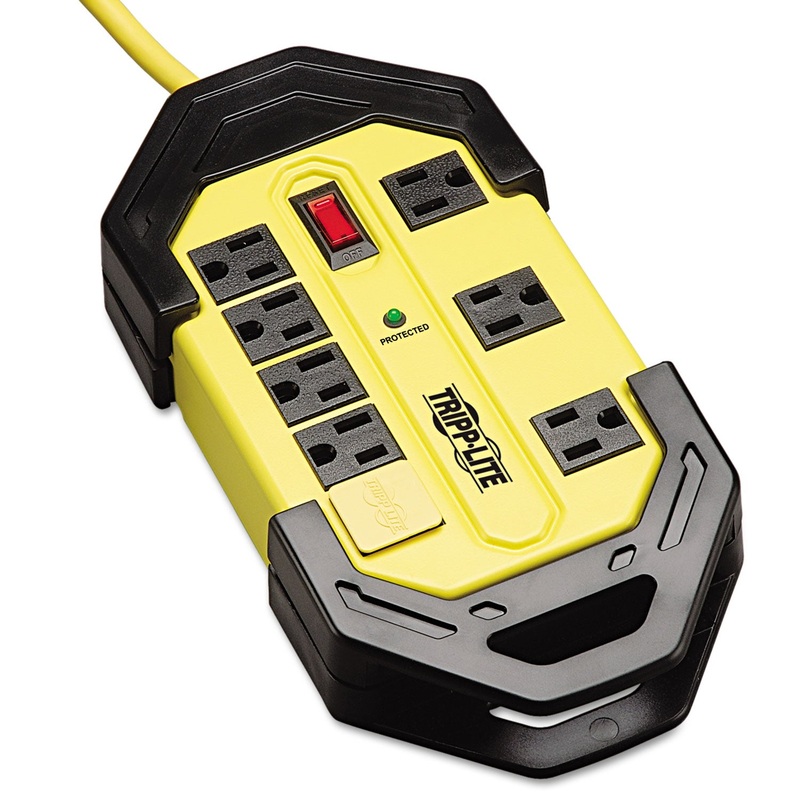 PROTECT IT! INDUSTRIAL SAFETY SURGE PROTECTOR, 8 OUTLETS, 12 FT. CORD, 1500 J
