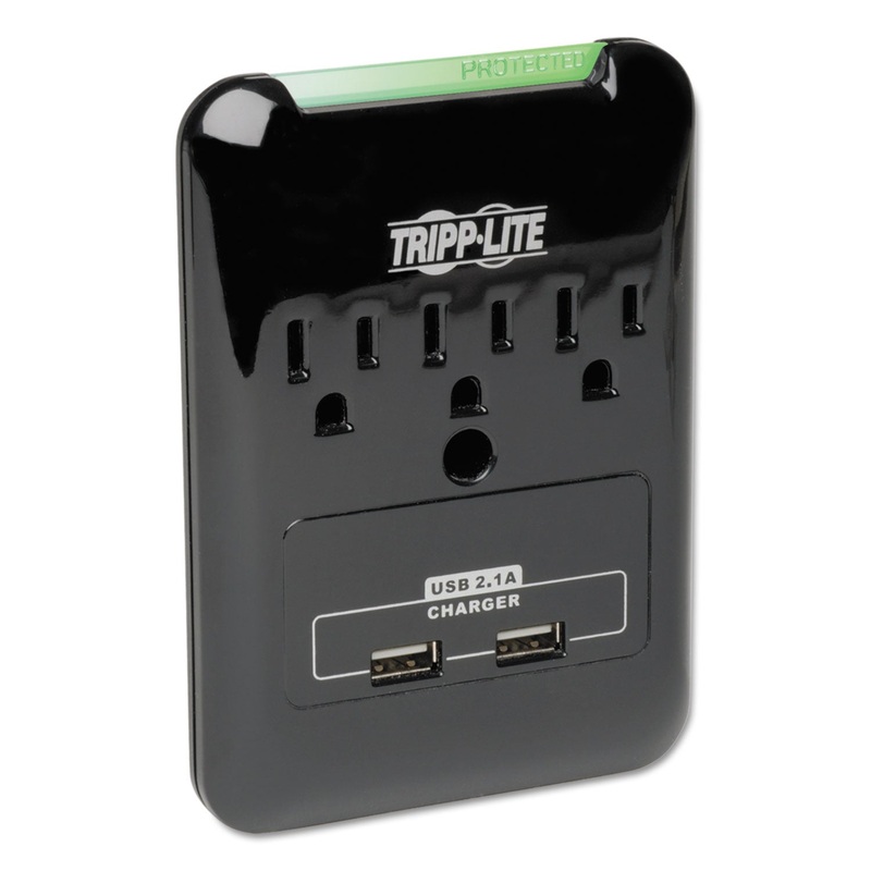 PROTECT IT! SURGE PROTECTOR, 3 OUTLETS/2 USB, DIRECT PLUG-IN, 540 J, BLACK