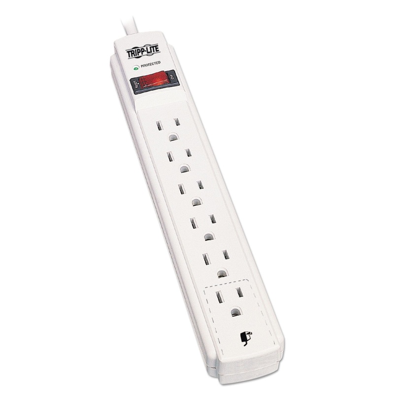 PROTECT IT! SURGE PROTECTOR, 6 OUTLETS, 15 FT. CORD, 790 JOULES, LIGHT GRAY