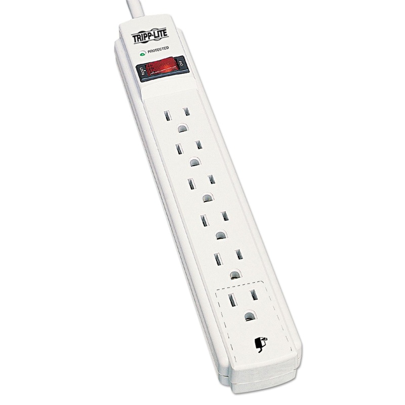 PROTECT IT! SURGE PROTECTOR, 6 OUTLETS, 4 FT. CORD, 790 JOULES, LIGHT GRAY