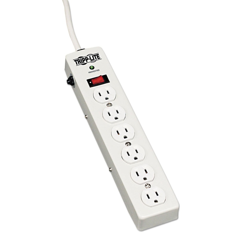 PROTECT IT! SURGE PROTECTOR, 6 OUTLETS, 6 FT. CORD, 1340 JOULES, LIGHT GRAY