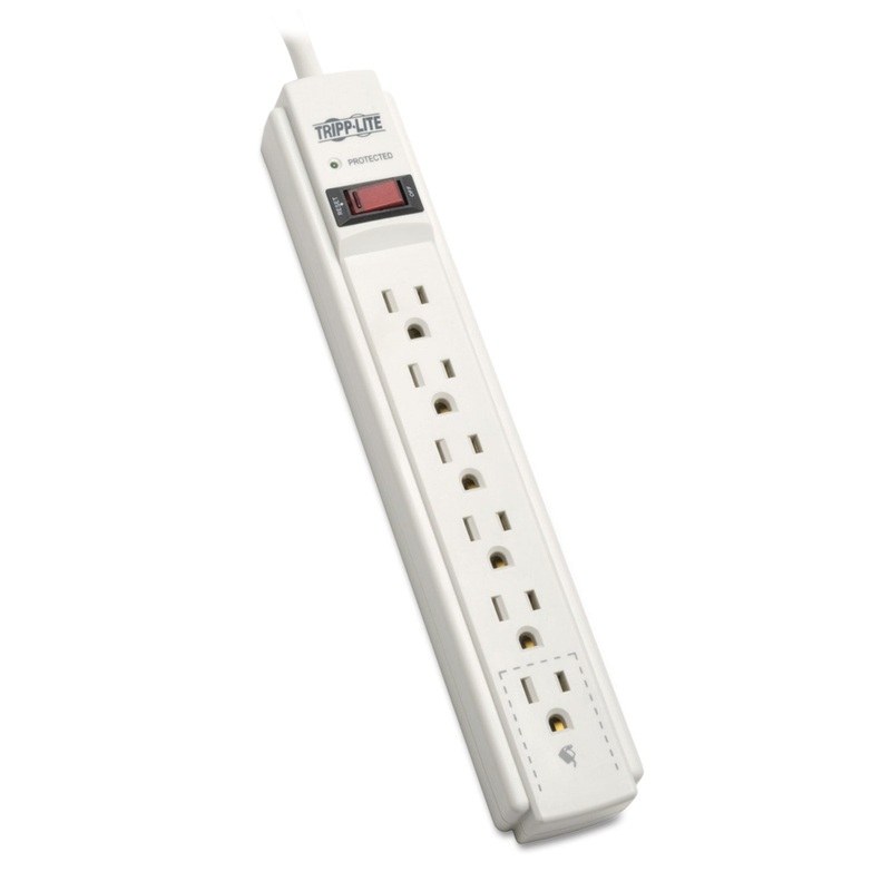 PROTECT IT! SURGE PROTECTOR, 6 OUTLETS, 6 FT. CORD, 790 JOULES, LIGHT GRAY