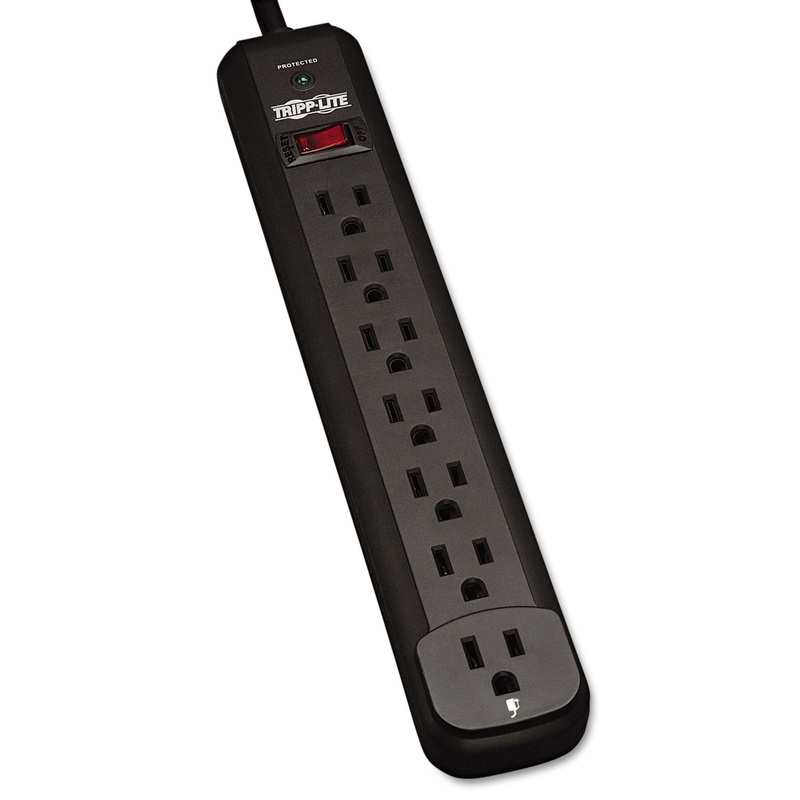 PROTECT IT! SURGE PROTECTOR, 7 OUTLETS, 12 FT. CORD, 1080 JOULES, BLACK