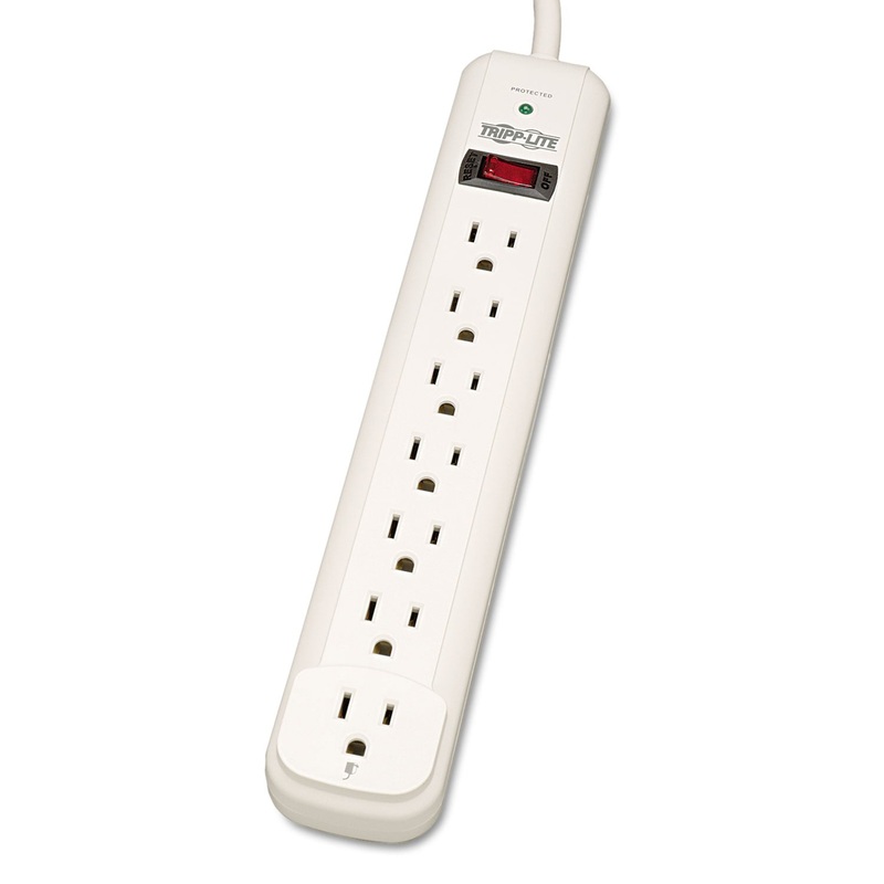 PROTECT IT! SURGE PROTECTOR, 7 OUTLETS, 25 FT. CORD, 1080 JOULES, LIGHT GRAY