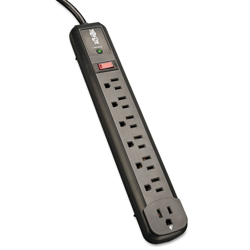 PROTECT IT! SURGE PROTECTOR, 7 OUTLETS, 4 FT. CORD, 1080 JOULES, BLACK