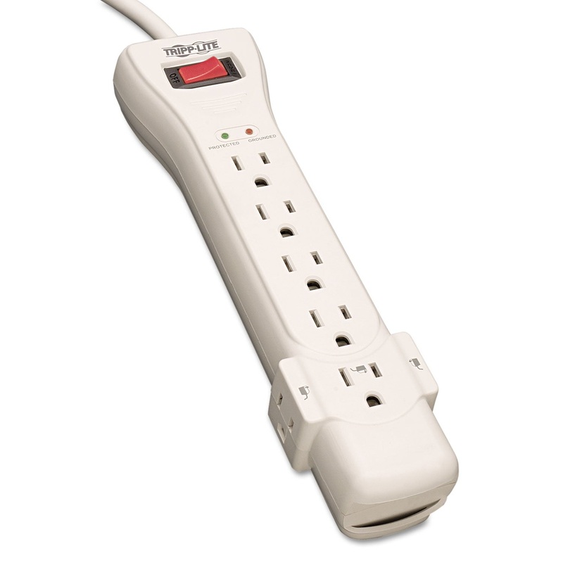 PROTECT IT! SURGE PROTECTOR, 7 OUTLETS, 7 FT. CORD, 2160 JOULES, LIGHT GRAY