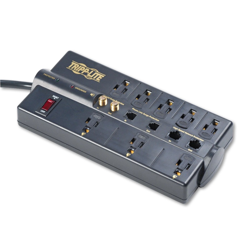 PROTECT IT! SURGE PROTECTOR, 8 OUTLETS, 10 FT. CORD, 3240 JOULES, RJ45, BLACK