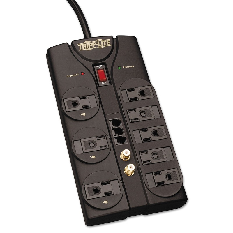 PROTECT IT! SURGE PROTECTOR, 8 OUTLETS, 8 FT. CORD, 2160 JOULES, RJ11, DARK GRAY