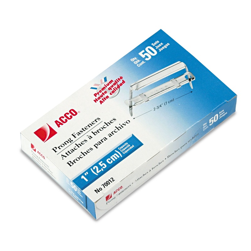 Premium Two-Piece Paper File Fasteners, 1" Capacity, 2 3/4" Center, 50/box