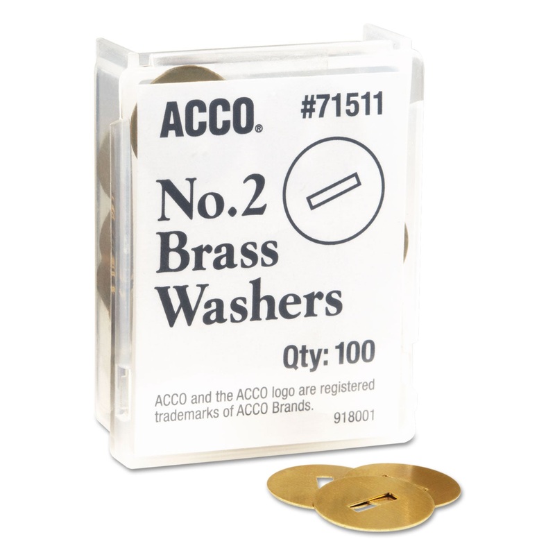 Washers For Two-Piece Paper Fasteners, 1/2" Cap, 1 1/4" Diameter, Gold, 100/box