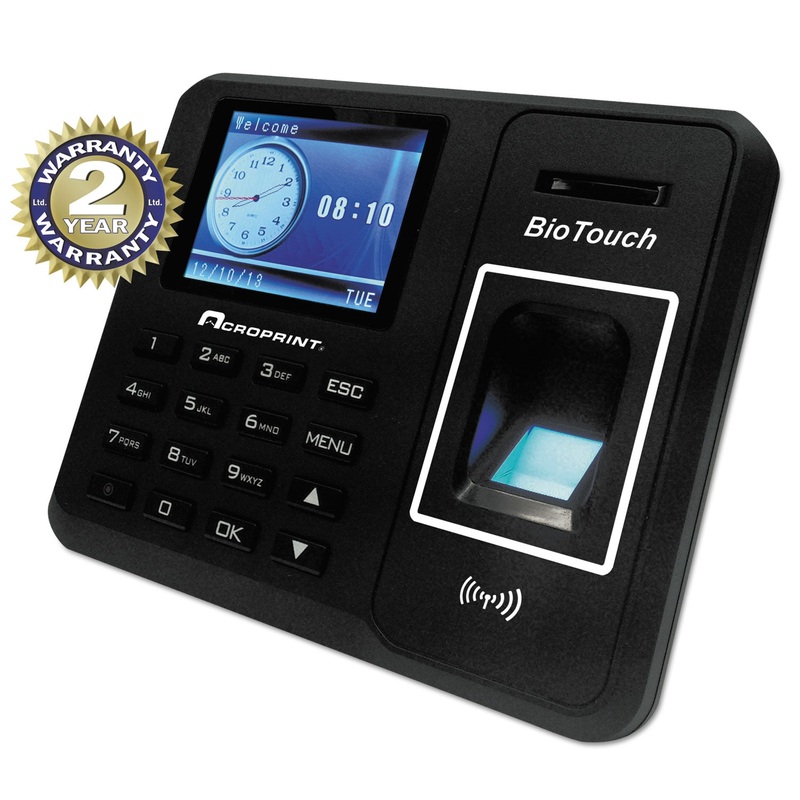 Biotouch Time Clock, Hours/minutes/seconds, 6 X 1 1/2 X 5