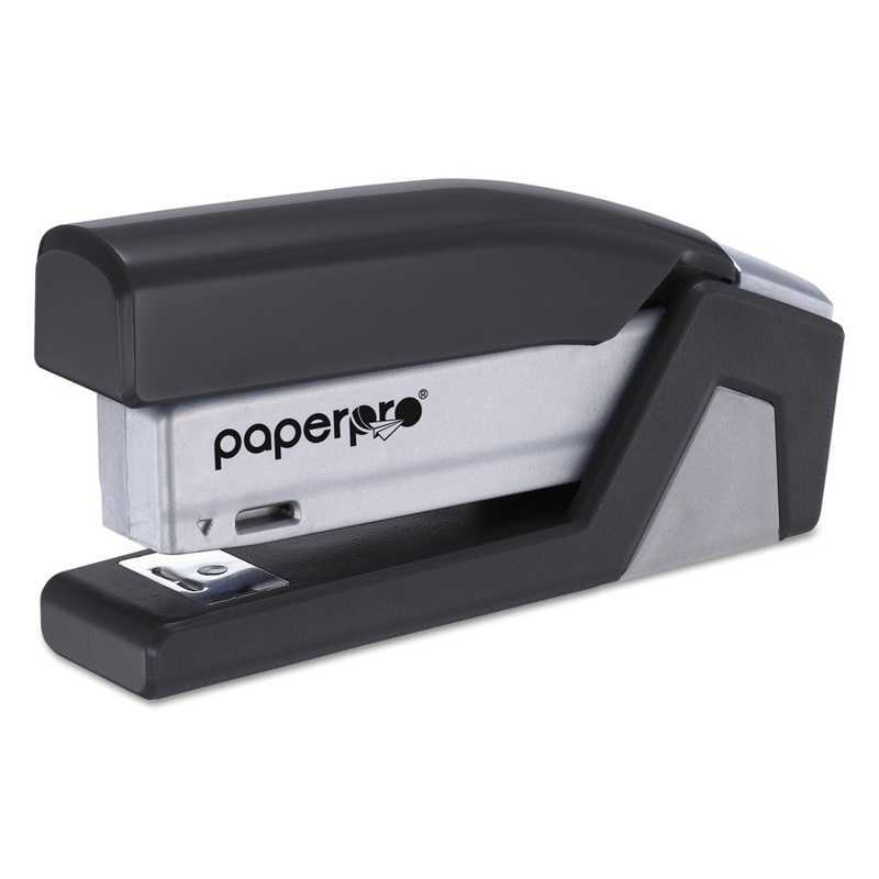 INJOY SPRING-POWERED COMPACT STAPLER, 20-SHEET CAPACITY, BLACK