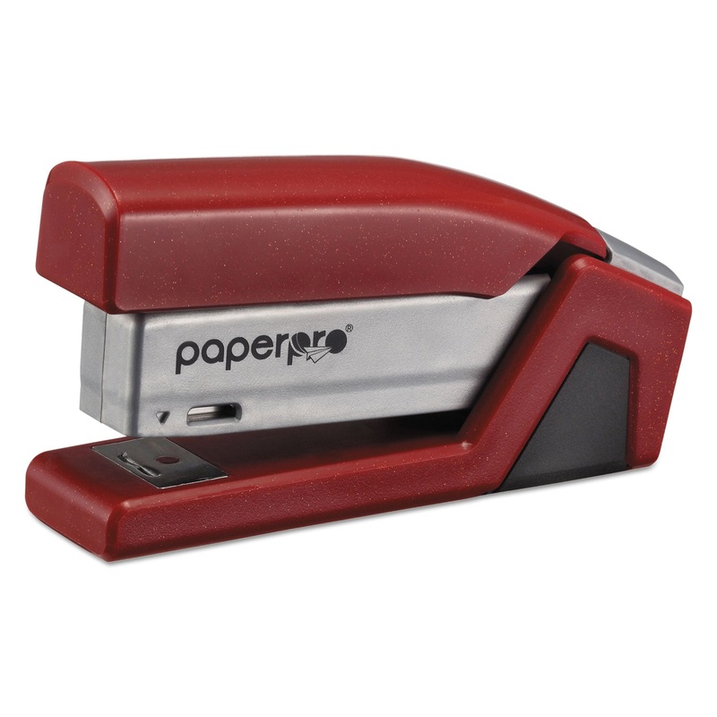 INJOY SPRING-POWERED COMPACT STAPLER, 20-SHEET CAPACITY, RED