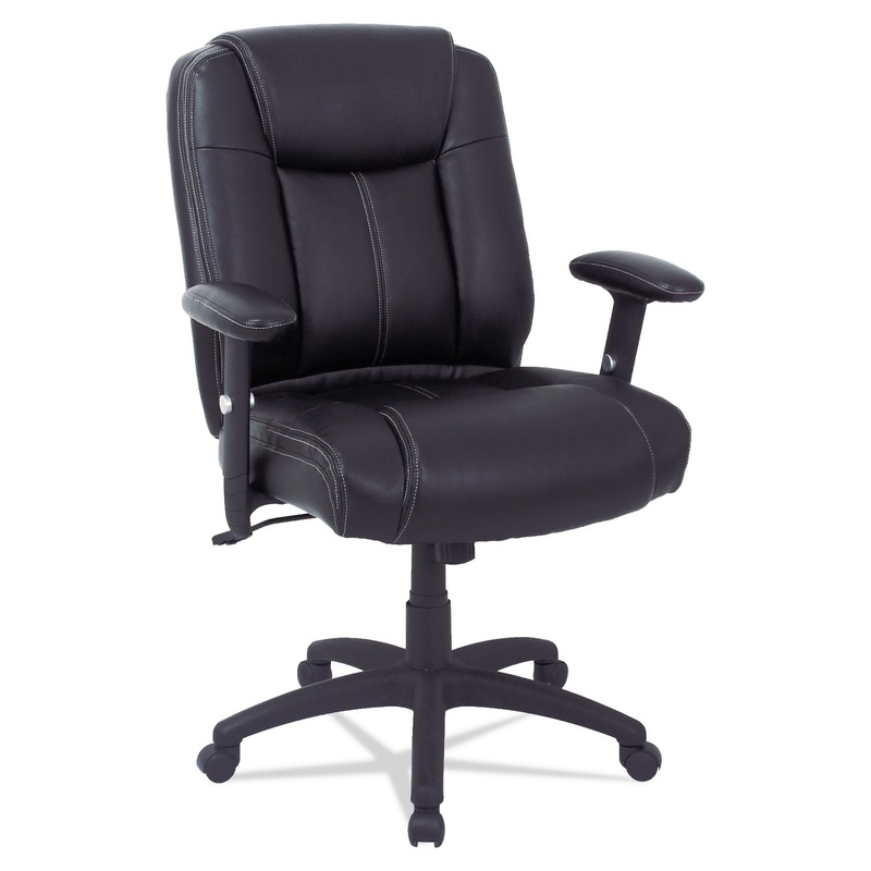 ALERA CC SERIES EXECUTIVE MID-BACK LEATHER CHAIR WITH ADJUSTABLE ARMS, SUPPORTS UP TO 275 LBS., BLACK SEAT/BACK, BLACK BASE