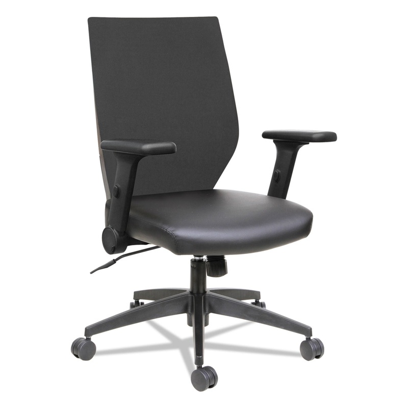 ALERA EB-T SERIES SYNCHRO MID-BACK FLIP-ARM CHAIR, SUPPORTS UP TO 275 LBS., BLACK SEAT/BLACK BACK, BLACK BASE