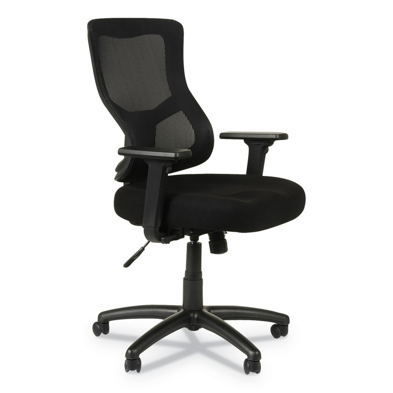 ALERA ELUSION II SERIES MESH MID-BACK SYNCHRO WITH SEAT SLIDE CHAIR, SUPPORTS UP TO 275 LBS., BLACK SEAT/BACK, BLACK BASE
