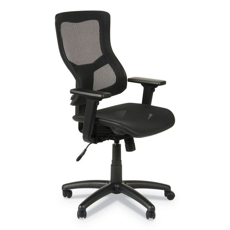 ALERA ELUSION II SERIES SUSPENSION MESH MID-BACK SYNCHRO WITH SEAT SLIDE CHAIR, UP TO 275 LBS., BLACK SEAT/BACK, BLACK BASE